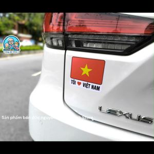 Sticker Dán Xe Cờ Việt Nam – Tem Dán Tôi Yêu Việt Nam Trang Trí Ô Tô Xe Máy Chống Nước