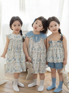 YOEHYAUL | Bộ Đầm Cho Bé Gái Dòng Thú Nhỏ Có Nơ Trang Trí