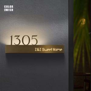 Stainless Steel Outdoor Luminous Door Number Plaques Hotel Villa Private Room Entrance Metal Signboards Customizable
