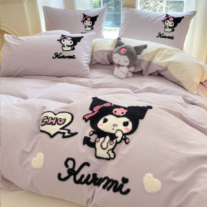 Thickened Pure Cotton Flannel Bedding Set Childrens Cartoon Design Three-Piece Bedding Set Winter Use Durable Bed Sheet Cover