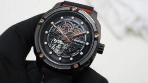Deesio Luxury Business Mens Automatic Skeleton Watch Stainless Steel Dial with Luminous Features Water-Resistant Chronograph
