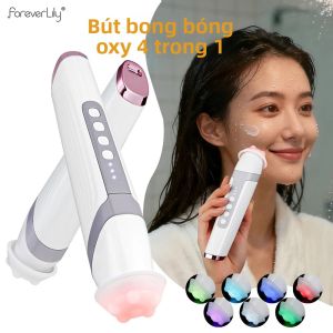 Bút Tạo Bọt Oxy CO2 Cầm Tay Với 4 Đầu Rung Tần Số Cao Thiết Bị Làm Sạch Da Làm Đẹp 7 Đèn LED Để Làm Sạch Da Mặt