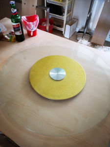 Tempered Glass Rotating Table Base Hotel Dining Table Central Axis round Table Base Restaurant Function Party Modern Simple