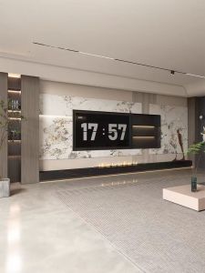 Black Knight Rock Panel TV Cabinet Long Rectangle Minimalist Living Room High End Furniture Real Wood Multi Layer Board