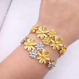 Yon Hing Rantai Tangan Bunga Full Gold /2 Tone Kosong (5D) Emas 916
