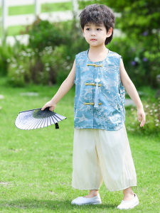 Chinese Style Summer Sleeveless Boy Outfit 2 Pieces