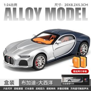 Large Size Bugatti Atlantic Car Alloy Diecast Toy Model Front Wheel Steering Decorative Display Piece Collectible Vehicle
