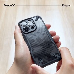 Ringke Fusion-X Compatible with iPhone 15 Pro Max Case Cover Transparent Hard Back Soft Flexible TPU Bumper Scratch Resistant Shockproof Protection