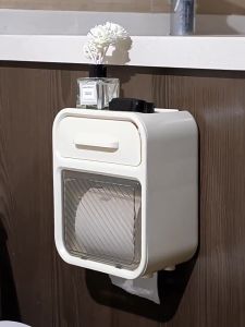 Wall-Mounted Waterproof Toilet Paper Holder & Storage Solutions