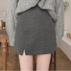 High Waist A-Line Mini Skirt Womens Asymmetrical Short Skirt Floor-Length Curtain Skirt Korean Style Commute Cotton Blend