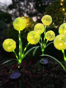 1PCS Solar Dandelion LED Garden LightsStainless Steel Outdoor Lawn LampLandscape Decoration for VillaBalconyCourtyardGarden