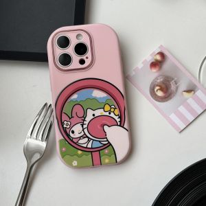 Suitable for Apple 15 Phone Case Iphone15promax Female New Arrival 14plus All-Inclusive Lens 13pro Cute Cartoon 12kt Cat 11 Liquid Silicone Por Drop-Resistant Soft Silicone Protective Case Jun