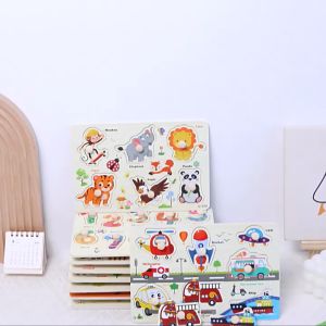 ของเล่นจุกไม้ ของเล่นไม้ ปริศนาจิ๊กซอว์ จิ๊กซอว์ไม้หมุด จิ๊กซอว์เด็ก ของเล่นเสริมทักษะ ตัวต่อชิ้นเดียว สำหรับเด็กเล็ก มี 6 ลายให้เลือก