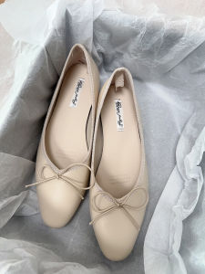 Elevated Ballet Style Beautiful Red Shoes Womens Soft Bottom Slip-On Shoes Butterfly Knot Casual Fashion Spring Season