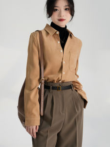 เสื้อเชิ้ตผู้หญิงฤดูใบไม้ร่วง/ฤดูหนาวใหม่ เสื้อเชิ้ตผู้หญิงสีพื้นสำหรับใส่ทำงาน ชั้นใน ชั้นนอก เสื้อเชิ้ตผู้หญิง เสื้อเชิ้ตผู้หญิง แขนยาว