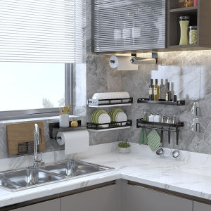 Wall Mounted Hole Free Multi-function Kitchen Storage Rack