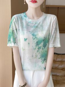 DONGYINUAN | Summer Short Sleeve Round Neck Printed Loose and Slimming T-Shirt