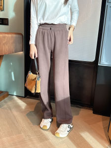 Fall High Waist Yoga Pants 1u Loose Straight Leg Cuffed Drapey Long Trousers Sporty Style Womens Casual Fashion