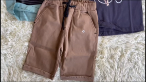 Paket 3 Pcs Setelan Baju Distro Celana Pendek Chino anak Laki Laki & Perempuan Bahan 30s Premium