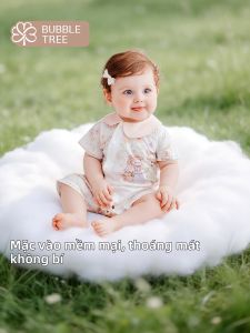 BUBBLE TREE | Baby Cotton Short Sleeve Bodysuit Summer Thin