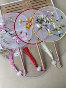 Double-Sided Embroidered Ancient Style round Fan Hanfu Su Embroidery Versatile Dance Fan Classical Dance Home Decor Craft Fan