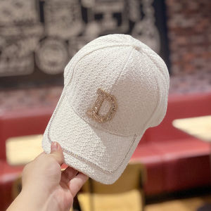 Hat Female K-style Casual Easiest for Match Letter D Diamond Baseball Cap Fall Winter Fashion Outdoor Rhinestone Peaked Cap Winter