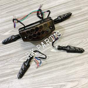 SATU PAKET LAMPU REM LED / STOP LED MIKA SMOKE / RIBEN RX KING RX K RX KING + 2 SET SEIN LED PANAH RUNNING + BRACKET SEIN ( UNTUK JOK RX KING YANG MENGGUNAKAN BEHEL MINI / BEHEL LURUS VARIASI