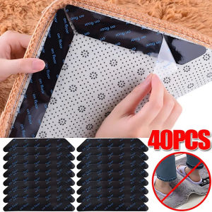 40PCS Carpet Non-slip Sticker Reusable Washable Anti Curling Carpet Patch Fixed Stickers Floor Rug Mat Tape Gripper Corner Pad