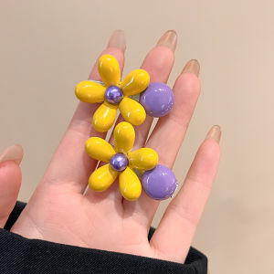 Floral Bead Hair Clip Women Cute Sweet Side Clamp for Flyaways and Bangs