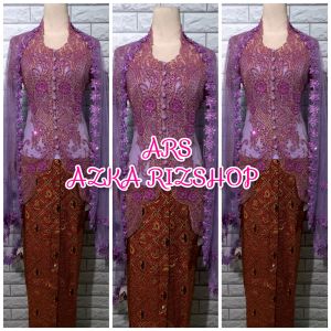 set kebaya pesta kebaya lilac kebaya akad modern + longtorso + rok dan slendang