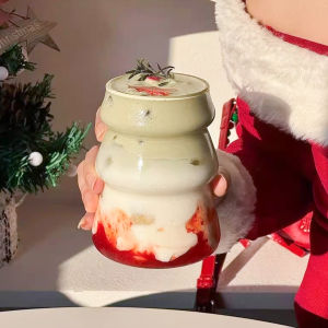 E.B.【Ready in Stock】 Creative Tree Shaped Coffee and Tea Glass Cups Heat Resistant Christmas Gift Mug
