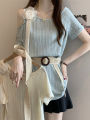 plus Size Bohemian Short Sleeve T-Shirt Women's Summer Slimming Top Meat Covering Design Sense Loose Fit Princess Style. 