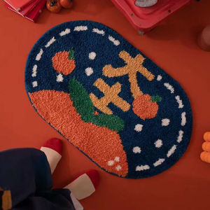 Modern Simple Home Use Carpet Bathroom Shower Room Anti-Slip Water Absorbent Door Mat Fun Cartoon New Year Decorative Rug