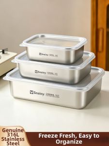 CHUANGSHUNFU | Food Grade 316 Stainless Steel Rectangular Lidded Freezer Storage Container