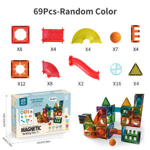 Light Magnetic Tiles Building Blocks for Kids 3D Clear Educational STEM Building Toys Magnetic Marble Run Blocks Toys for Kids