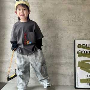 Delicate Mom Long Sleeve T-Shirt for Boys Baby Korean Style Letter Print Cotton Polyester Blend Spring Autumn Wear