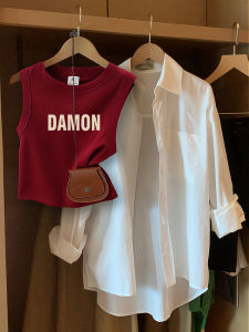 Áo Ba Lỗ Không Tay Ngắn Cho Nữ Mùa Hè Thường Ngày in Chữ Cotton Phong Cách Hàn Quốc Dáng Ôm Vừa Vặn