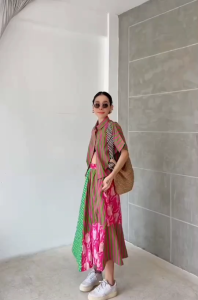 ชุดเซ็ทผ้าบล็อคคอทตอลอินเดีย เสื้อเชิ้ตชายตรง กระดุมผ่าหน้า กระโปรงเอวสม็อคต่อลายหลายชิ้น แพทเทิร์นทรงA มีกระเป๋าล้วง♡ชุดเซ็ทสุดชิค แมตช์สีลงตัว งานยูนีคมีสไตล์ ใส่ทำงาน ใส่เที่ยวตัวเดียวจบค่ะ♡ความมีเสน่ห์ของผ้าอินเดีย งานบล็อคไม้พิมพ์มือ แต่ละล็อต ได้ลาย