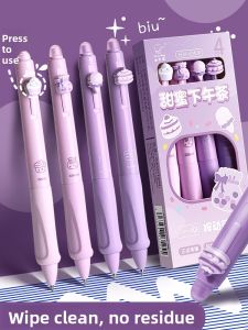 MONLEYTA | Ergonomic Soft Grip Erasable Click Pen For Primary School Students Black Blue High Aesthetic Value Magic Erase Carbon Copy Water Pen Ballpoint Pen Refillable Core