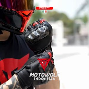Motowolf Sarung Tangan Motor Kulit Half Finger Protector Karbon Anti Slip 0334B