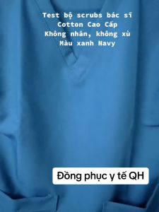Bộ Scrubs - vải Cotton Hàn - bác sĩ blouse cổ tim đồng phục điều dưỡng spa thẩm mỹ viện dược sĩ .