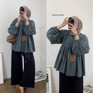 Diana Top Blouse • Blouse Lengan Balon Atasan Wanita Linen Angel Premium • Atasan Wanita Muslimah Terbaru