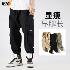 กางเกงทรงคาร์โก้มีหลายช่องทรงสอบแบบหลวมกางเกงขายาวผู้ชายลำลองรัดข้อเท้าใส่แล้วดูผอมเพรียวแบรนด์ยอดนิยมแบบบางใส่ช่วงฤดูร้อนสำหรับผู้ชาย