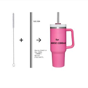 Extra Long Metal Replacement Straws For Stanley 40oz Adventure Travel Tumbler 12x 10 MM Stainless Steel Drinking Straws