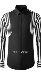 Áo sơ mi nam áo sơ mi dài tay kẻ sọc cánh tay tạo điểm nhấn phù hợp dân công sở H57