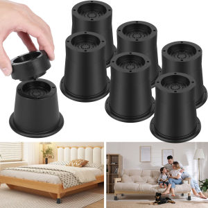 4/6Pcs Furniture Risers Heavy Duty Adjustable Bed Raising Desk Leg Chair Feet Lifts Non Slip Extenders for Table Sofa