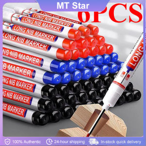 6Pcs/Set 20m Deep Hole Long Nib Head Markers For Metal Perforating Pen Waterproof Bathroom Woodworking Decoration Multi-Purpose