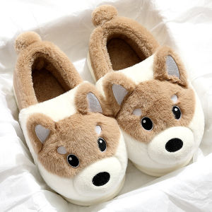 Dép Bông Đế Dày Mùa Đông Có Gót Cho Nữ Ấm Áp Chống Trượt Lông Cừu Dễ Thương Dép Cotton Mùa Đông Cho Nam
