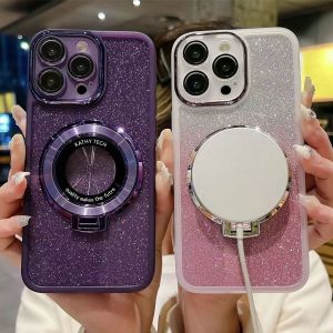 Honor Magic7 Pro 5G CD Pattern Glitter Magnetic Bracket Phone Case For Honor Magic 7 Pro Magic7Pro 5G Full Len Camera Protective Film Glitter Phone Case With Finger Ring Bracket