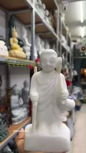 แกะสลัก พระสีวลี หินขาวพม่า ความสูง 7นิ้ว